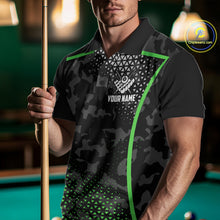 Load image into Gallery viewer, Black And Green 8 Ball Pool Billiard Shirt For Men Custom Camo Billiard Team Jersey Polo &amp; 1/4 Zip TDM6568