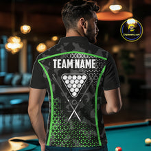 Load image into Gallery viewer, Black And Green 8 Ball Pool Billiard Shirt For Men Custom Camo Billiard Team Jersey Polo &amp; 1/4 Zip TDM6568