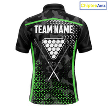 Load image into Gallery viewer, Black And Green 8 Ball Pool Billiard Shirt For Men Custom Camo Billiard Team Jersey Polo &amp; 1/4 Zip TDM6568