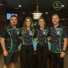 Load image into Gallery viewer, Black And Green 8 Ball Pool Billiard Shirt For Men Custom Camo Billiard Team Jersey Polo &amp; 1/4 Zip TDM6568