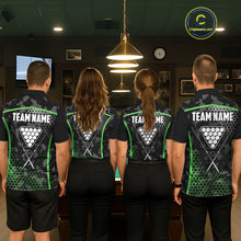 Load image into Gallery viewer, Black And Green 8 Ball Pool Billiard Shirt For Men Custom Camo Billiard Team Jersey Polo &amp; 1/4 Zip TDM6568