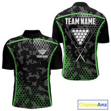 Load image into Gallery viewer, Black And Green 8 Ball Pool Billiard Shirt For Men Custom Camo Billiard Team Jersey Polo &amp; 1/4 Zip TDM6568