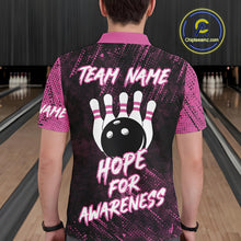 Load image into Gallery viewer, Strike For Change Pink Ribbon Custom Bowling Shirt For Men, Breast Cancer Awareness Bowling Jersey TDM4635