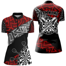 Load image into Gallery viewer, Custom Darts Shirts For Women Personalized Zig-Zag Pattern Dart Jerseys, Cool Darts Team Shirts |Red TDM2791