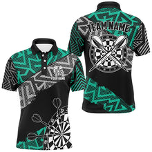 Load image into Gallery viewer, Custom Darts Shirts For Men Personalized Zig-Zag Pattern Dart Jerseys, Cool Dart Shirts |Turquoise TDM2792