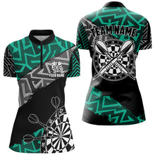 Load image into Gallery viewer, Custom Darts Shirts For Women Personalized Zig-Zag Pattern Dart Jerseys, Cool Dart Shirts |Turquoise TDM2792