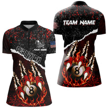 Load image into Gallery viewer, Funny Monster Hand Custom Fire Flame 8 Ball Billiard Shirts For Women, Grunge Billiard Jerseys |Red TDM2794