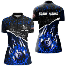 Load image into Gallery viewer, Funny Monster Hand Custom Fire Flame 8 Ball Billiard Shirts For Women, Grunge Billiard Jerseys |Blue TDM2795