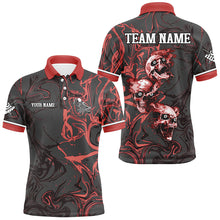 Load image into Gallery viewer, Black And Red Abstract Custom Skull Smoke Billiard Shirt For Men, Billiard Jersey Pool Player Shirt TDM3042