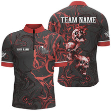 Load image into Gallery viewer, Black And Red Abstract Custom Skull Smoke Billiard Shirt For Men, Billiard Jersey Pool Player Shirt TDM3042