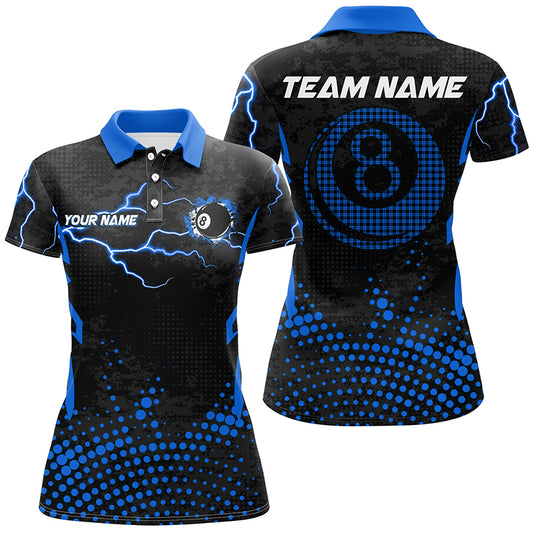 Personalized Blue 8 Ball Point 3D Billiard Women Polo Shirts Best Custom Billiards Apparel Clothing TDM0947