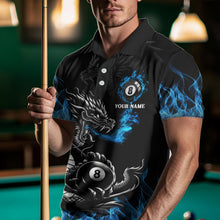 Load image into Gallery viewer, Personalized Blue Flaming Dragon 8 Ball Billiard Shirts For Men Custom Team League Billiard Jerseys TDM3471