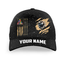 Load image into Gallery viewer, Customized Grunge American Flag 8 Ball Pool Billiard Caps, Patriotic Billiard Hats For Pool Player TDM1113