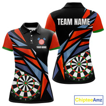 Load image into Gallery viewer, Personalized Red, Blue &amp; Black Darts Shirt For Women Custom Darts League Team Jersey Polo &amp; 1/4 Zip TDM4409