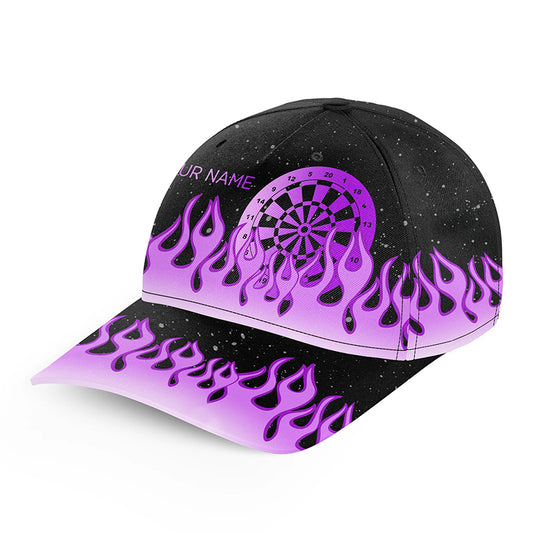 Purple Dartboard Fire Flame Darts Cap Custom Adjustable 3D Baseball Darts Hats Gift For Darts Player TDM2296