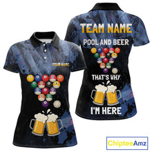 Load image into Gallery viewer, Pool And Beer That's Why I'm Here Billiard Shirt For Women Custom Funny Billiard Team Jersey TDM4831