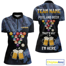 Load image into Gallery viewer, Pool And Beer That's Why I'm Here Billiard Shirt For Women Custom Funny Billiard Team Jersey TDM4831