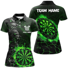 Load image into Gallery viewer, Green Dart Board Fire Flame Custom Wolf Dart Shirts For Women, Darts League Team Jerseys Uniform TDM2799