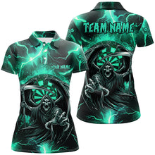 Load image into Gallery viewer, Personalized Turquoise Grim Reaper Custom Thunder Lightning Women Dart Shirts, 3D Darts Team Jerseys TDM2800