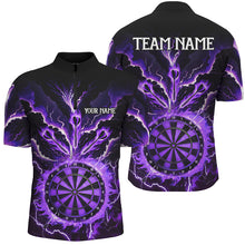 Load image into Gallery viewer, Personalized Lightning Smoke Fire Flame Purple Darts Shirts For Men, Darts League Team Jerseys TDM2801