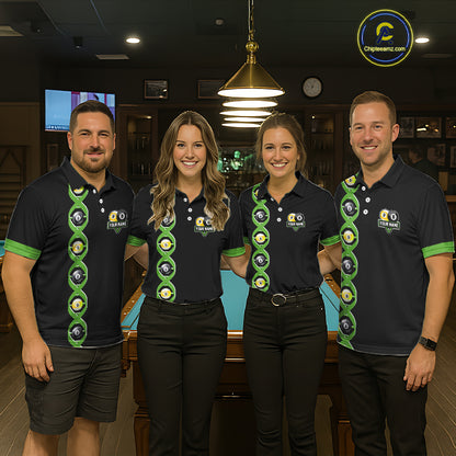 DNA Billiard 8 Ball & 9 Ball Shirts For Men Custom Funny Pool Jerseys Team Polo & 1/4 Zip |Green TDM5520