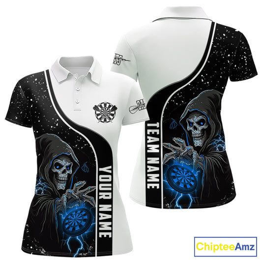 Blue Grim Reaper Darts Women Polo & Quarter-Zip Custom Darts Shirts For Team Darts Jerseys TDM5524