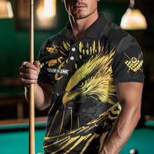 Load image into Gallery viewer, Custom Black And Gold 8 Ball Pool Eagle Paint Billiard Shirts For Men Team League Billiard Jerseys TDM3477