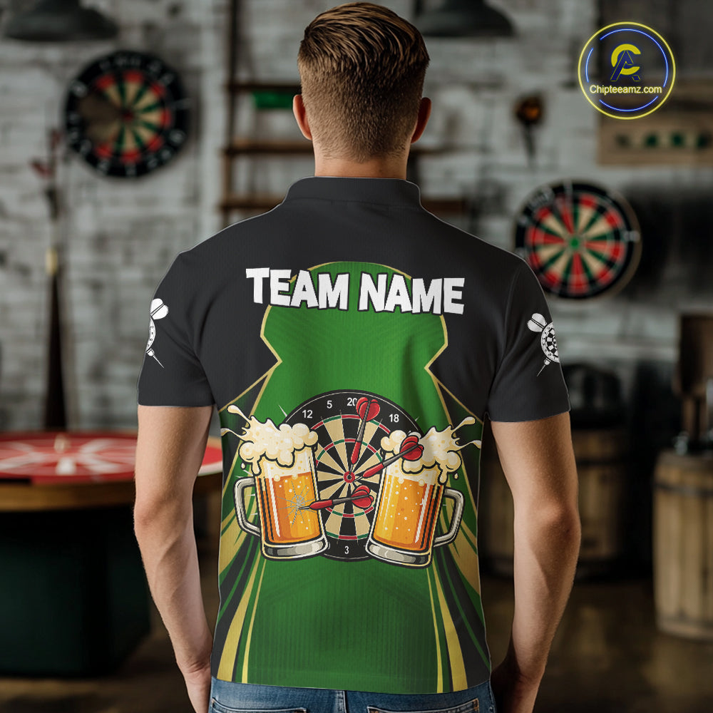 Funny Alligator And Beer Darts Shirt For Men Custom Darts Jersey Polo & 1/4 Zip, Darts Gifts TDM6144