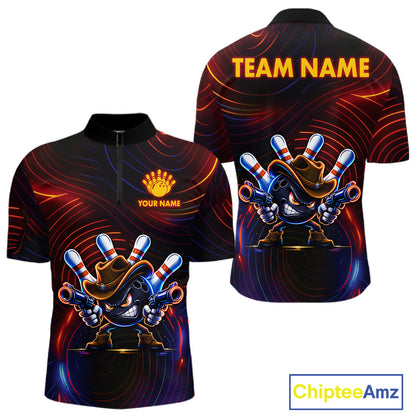 Funny Neon Bowling Jersey For Men Custom Bowling Shirt Polo & Quarter Zip, Bowling Team Outfit TDM6149