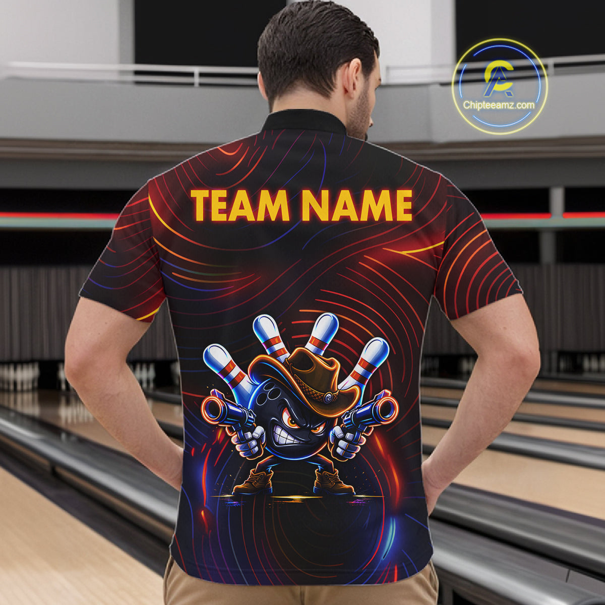 Funny Neon Bowling Jersey For Men Custom Bowling Shirt Polo & Quarter Zip, Bowling Team Outfit TDM6149