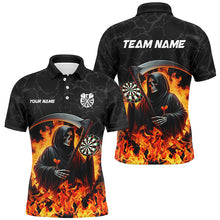 Load image into Gallery viewer, Grim Reaper Darts Board Fire Flame Men Darts Polo &amp; Quarter-Zip Shirts Custom Darts Team Jerseys TDM1669