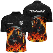 Load image into Gallery viewer, Grim Reaper Darts Board Fire Flame Men Darts Polo &amp; Quarter-Zip Shirts Custom Darts Team Jerseys TDM1669
