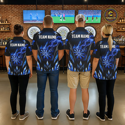 Personalized Blue Flame Lightning Icy Darts Shirt For Men, Darts Team Jersey Polo & Quarter Zip TDM6578