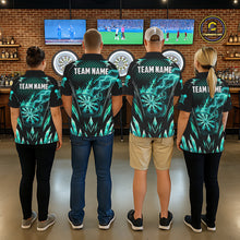 Load image into Gallery viewer, Customized Turquoise Flame Lightning Icy Darts Shirt For Women, Darts Team Jersey Polo &amp; Quarter Zip TDM6579