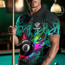 Load image into Gallery viewer, Colorful 8 Ball Pool Billiard Jersey For Men Custom Billiard Team Shirts Polo &amp; 1/4 Zip | Turquoise TDM6581