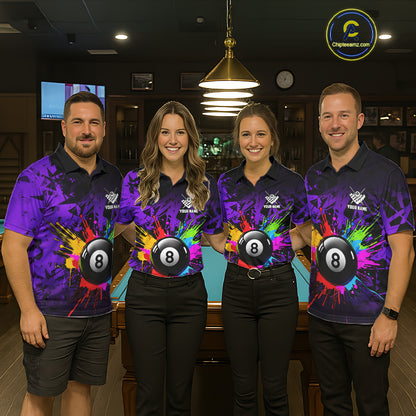 Colorful 8 Ball Pool Billiard Jersey For Men Custom Billiard Team Shirts Polo & Quarter Zip| Red TDM6583