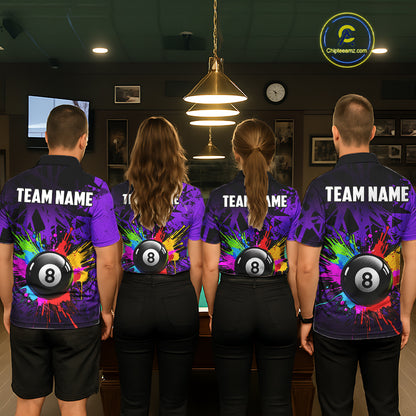 Colorful 8 Ball Pool Billiard Jersey For Men Custom Billiard Team Shirts Polo & Quarter Zip| Red TDM6583
