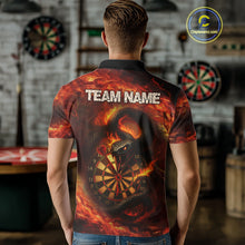 Load image into Gallery viewer, Personalized Fire Flame Orange Snake Darts Shirt For For Men Custom Darts Jersey Polo &amp; 1/4 Zip TDM4848