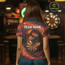 Load image into Gallery viewer, Personalized Fire Flame Orange Snake Darts Shirt For For Women Custom Darts Jersey Polo &amp; 1/4 Zip TDM4848