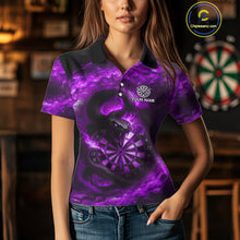 Load image into Gallery viewer, Personalized Fire Flame Snake Purple Darts Shirt For For Women Custom Darts Jersey Polo &amp; 1/4 Zip TDM4850
