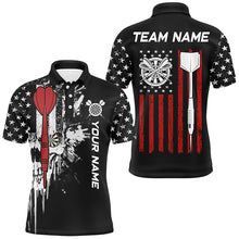 Load image into Gallery viewer, Grunge Skull Custom Black American Flag Dart Shirts For Men, Patriotic Dart Jerseys Team Uniform TDM2807