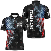 Load image into Gallery viewer, American Flag Smoke Patriotic Darts Polo, Quarter-Zip Shirt Custom Dart Shirts For Men Dart Jerseys TDM2813