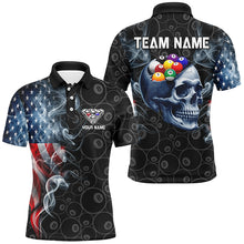 Load image into Gallery viewer, Skull Billiard Balls Custom American Flag Smoke Pool Shirts For Men, Patriotic Billiard Team Jersey TDM2814