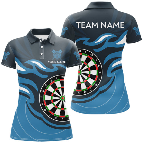 Personalized Blue Darts Board Flame Dart Shirts For Women Custom Dart Jerseys Team Uniform TDM3051