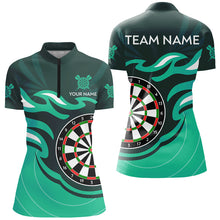 Load image into Gallery viewer, Personalized Turquoise Darts Board Flame Dart Shirts For Women Custom Dart Jerseys Team Uniform TDM3053