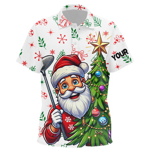 Funny Santa White Christmas Pattern Kid Golf Polo Shirts Custom Golfing Gifts For Christmas TDM3058