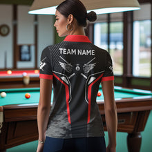 Load image into Gallery viewer, Black And Blue 8 Ball Pool Wings Custom Camo Billiard Shirts For Women, 8 Ball Billiard Team Jerseys TDM3483