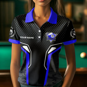 Black And Blue 10 Ball Pool Wings Custom Camo Billiard Shirt For Women, 10 Ball Billiard Team Jerseys TDM3485