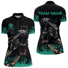 Load image into Gallery viewer, Teal Grunge Panther Dart Shirt With Pocket Option For Women Custom Dart Jersey TDM3620