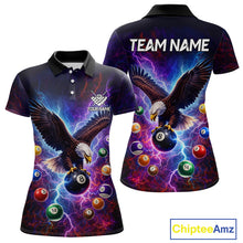Load image into Gallery viewer, Custom Colorful Lightning Eagle Billiard Shirt For Women, 8 Ball Pool Team Jersey Polo &amp; 1/4 Zip TDM6157